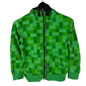 Vintage 2000s Youth JINX Minecraft Creeper Full Zip Gaming Hoodie Size M